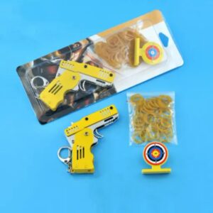 All Metal Mini Folding Rubber Band Gun Toy Keychain