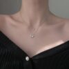 Double Layered Butterfly Necklace Silver Choker Chain