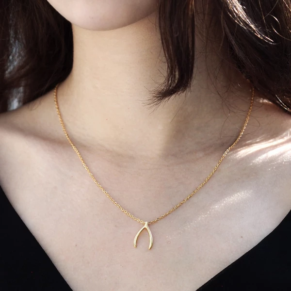 Copper Wishbone Charm Necklace