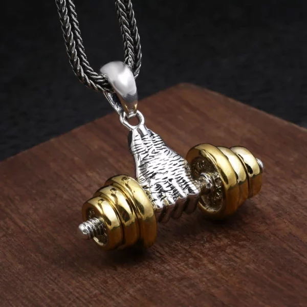 Power Dumbbell Barbell Pendant Necklace