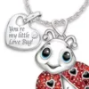 Silver Pink Ladybug Necklace
