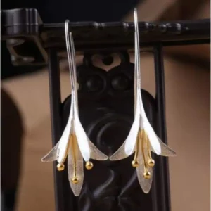 Sterling Silver Lily Flower Drop Earrings