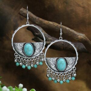 Tibetan Silver Geometric Boho Earrings