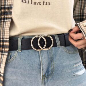 Unisex Double Circle Belt With Gold Buckle
